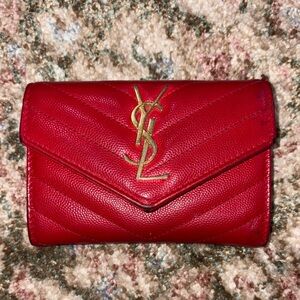 Yves Saint Laurent Red Leather Wallet